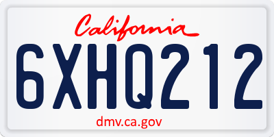 CA license plate 6XHQ212