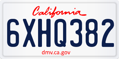 CA license plate 6XHQ382