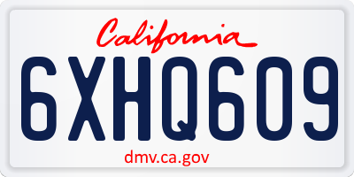 CA license plate 6XHQ609