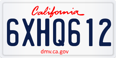 CA license plate 6XHQ612