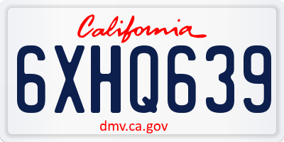 CA license plate 6XHQ639