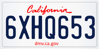 CA license plate 6XHQ653