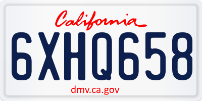 CA license plate 6XHQ658