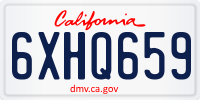 CA license plate 6XHQ659