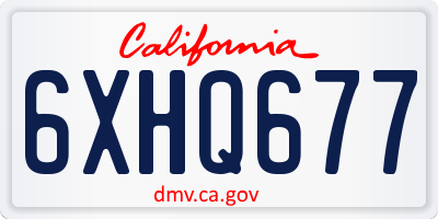 CA license plate 6XHQ677