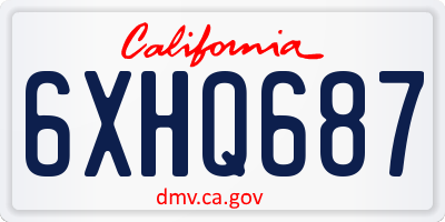 CA license plate 6XHQ687