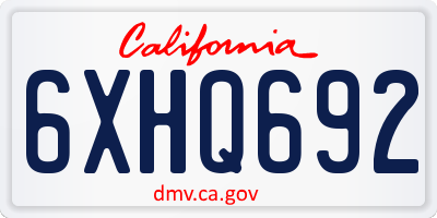CA license plate 6XHQ692