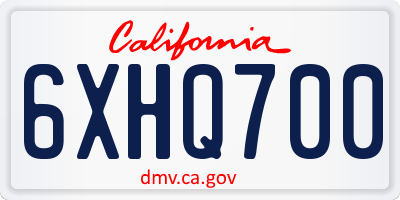 CA license plate 6XHQ700