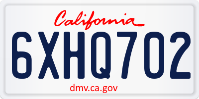 CA license plate 6XHQ702