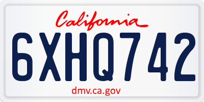 CA license plate 6XHQ742