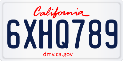 CA license plate 6XHQ789