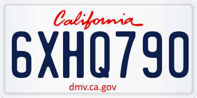 CA license plate 6XHQ790