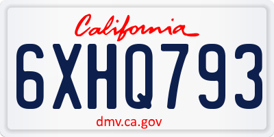 CA license plate 6XHQ793