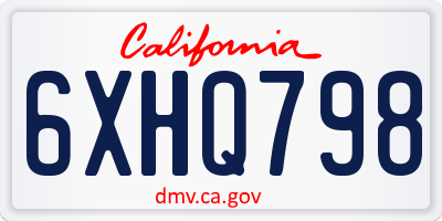 CA license plate 6XHQ798
