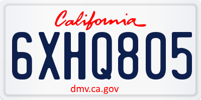 CA license plate 6XHQ805