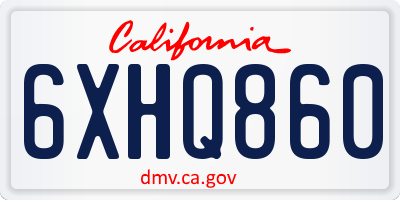 CA license plate 6XHQ860