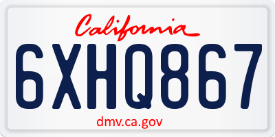 CA license plate 6XHQ867
