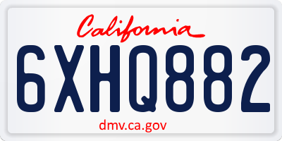 CA license plate 6XHQ882