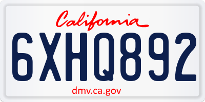 CA license plate 6XHQ892