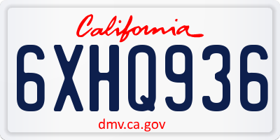 CA license plate 6XHQ936
