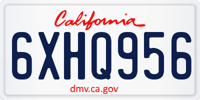 CA license plate 6XHQ956
