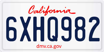 CA license plate 6XHQ982