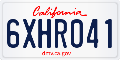 CA license plate 6XHR041