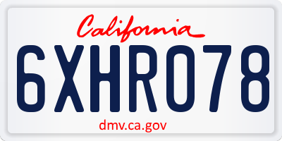 CA license plate 6XHR078