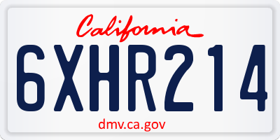 CA license plate 6XHR214