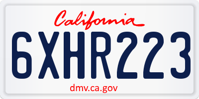 CA license plate 6XHR223