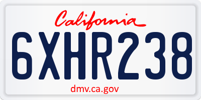 CA license plate 6XHR238