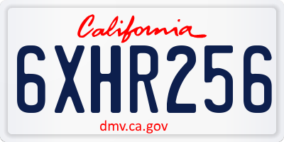 CA license plate 6XHR256