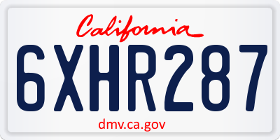 CA license plate 6XHR287