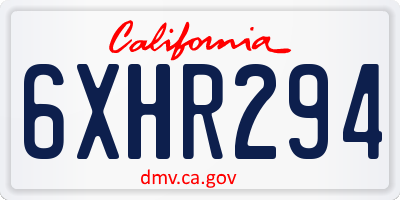 CA license plate 6XHR294