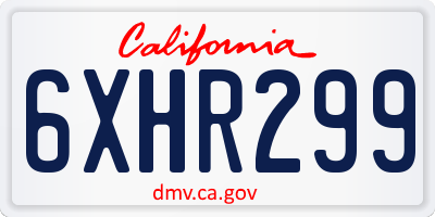 CA license plate 6XHR299