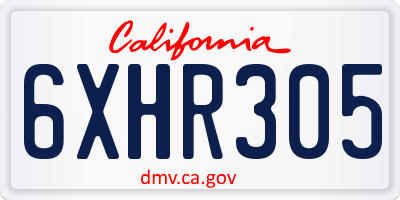 CA license plate 6XHR305