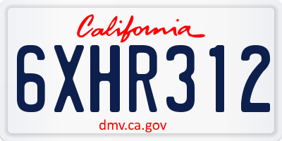 CA license plate 6XHR312