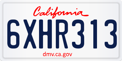 CA license plate 6XHR313