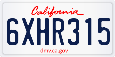 CA license plate 6XHR315