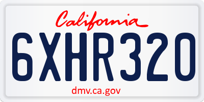 CA license plate 6XHR320