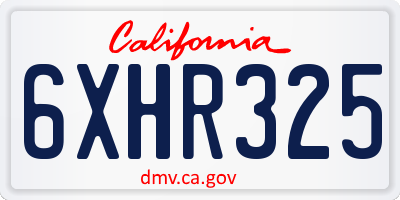 CA license plate 6XHR325