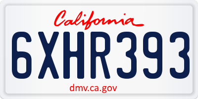 CA license plate 6XHR393