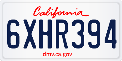 CA license plate 6XHR394