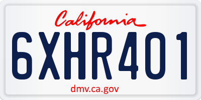 CA license plate 6XHR401