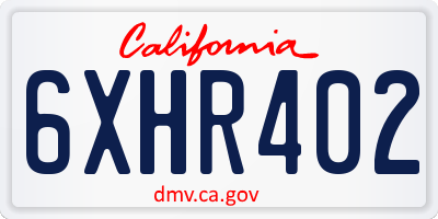 CA license plate 6XHR402