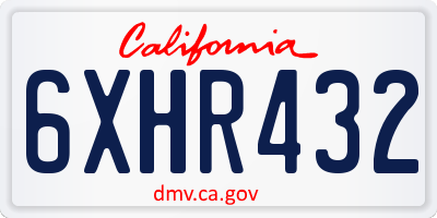 CA license plate 6XHR432