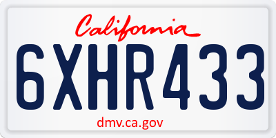 CA license plate 6XHR433
