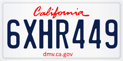 CA license plate 6XHR449