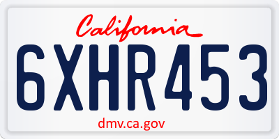 CA license plate 6XHR453