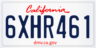 CA license plate 6XHR461